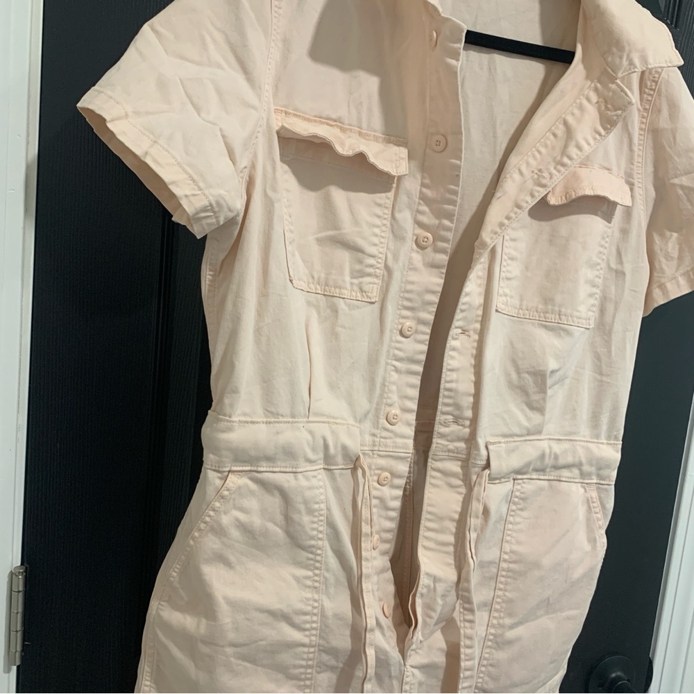 Levi's | Soft Pink Button Up Utility Romper Tie Waist | Sz XL - Picture 9 of 13